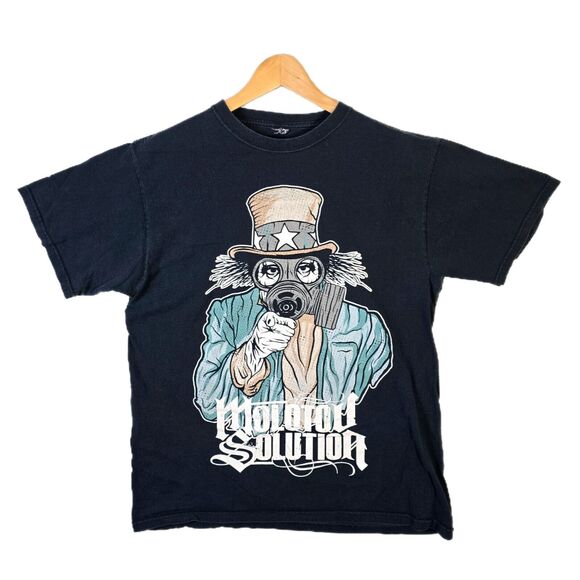 Unbranded Other - Vintage Molotov Solution T Shirt Large Black Deathcore Metal Band Y2K Uncle Sam